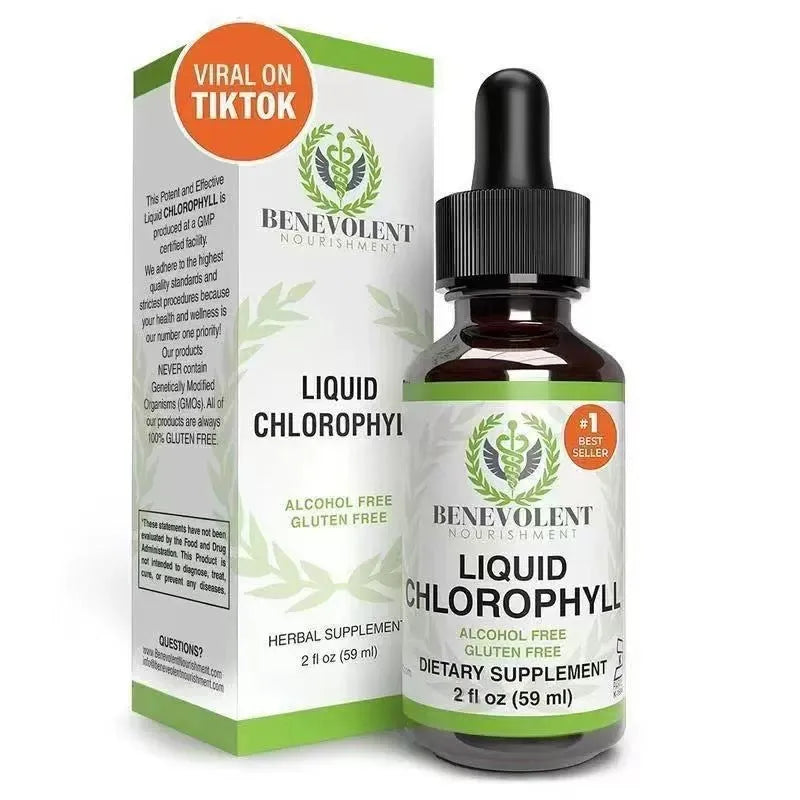 60ml bottle of liquid chlorophyll drops with dropper for adult intestinal care