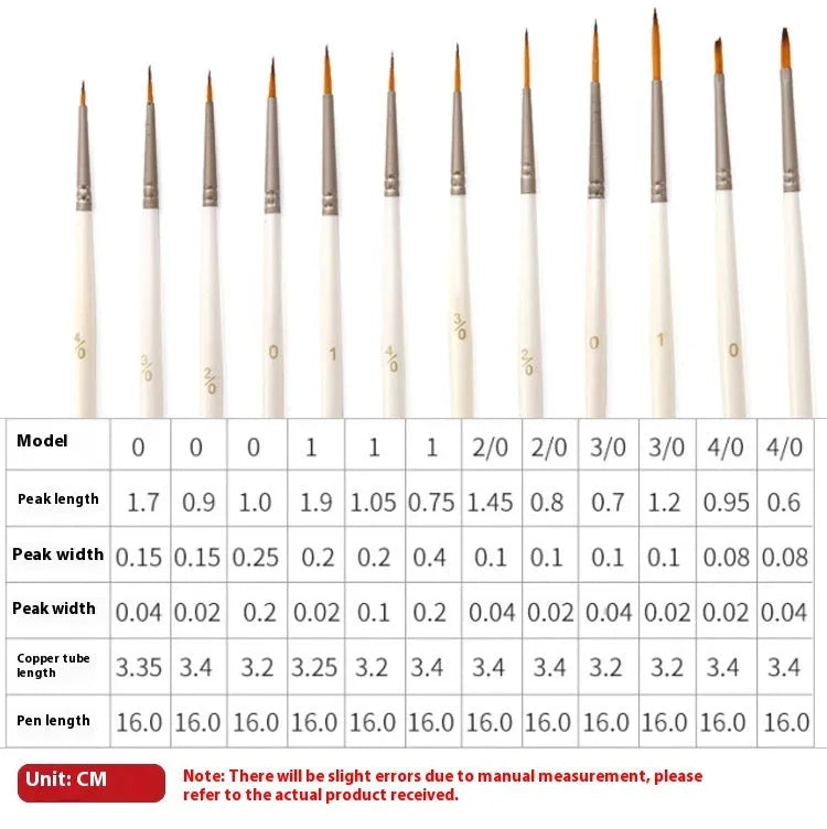 Twelve pearl white fluorescent marker pens with nylon wool brushes and wood holders for watercolour and acrylic painting