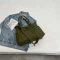 Women's polyester canvas shoulder bag with large capacity and mobile phone pocket in solid colour
