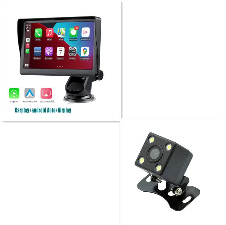 7-inch portable car smart display with rotating bracket showing navigation screen
