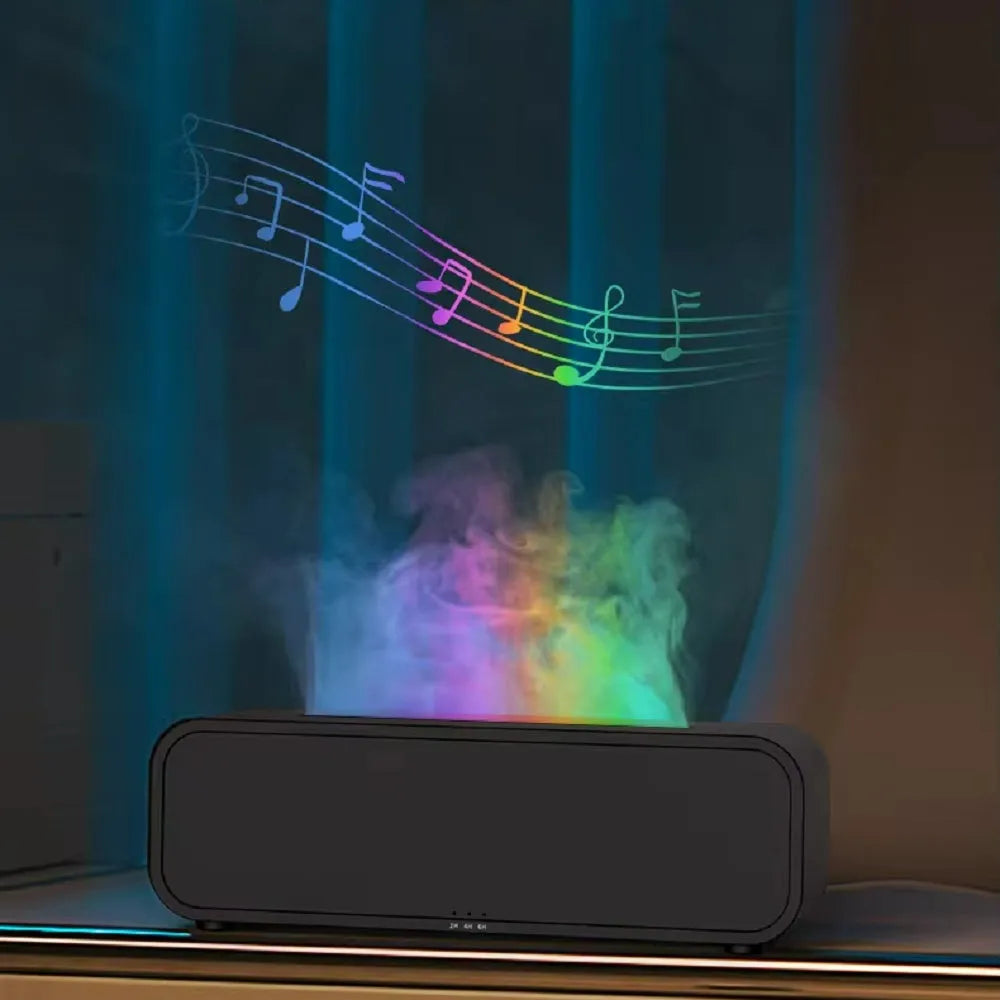 Black or white dynamic aroma diffuser with music synced colour changing light and remote control