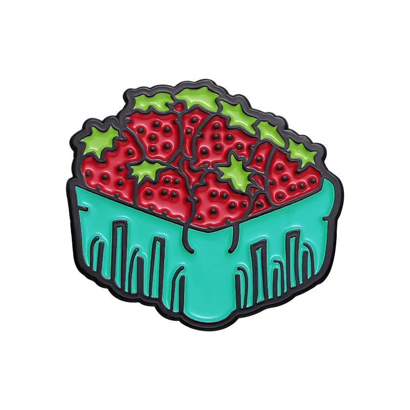 Colourful cartoon fruit and letter design metal brooch on zinc alloy pin