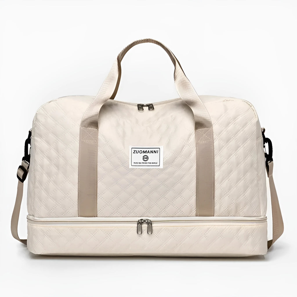Oxford cloth travel bag with 36-55 litre capacity for leisure trips and buggy use in solid colour options