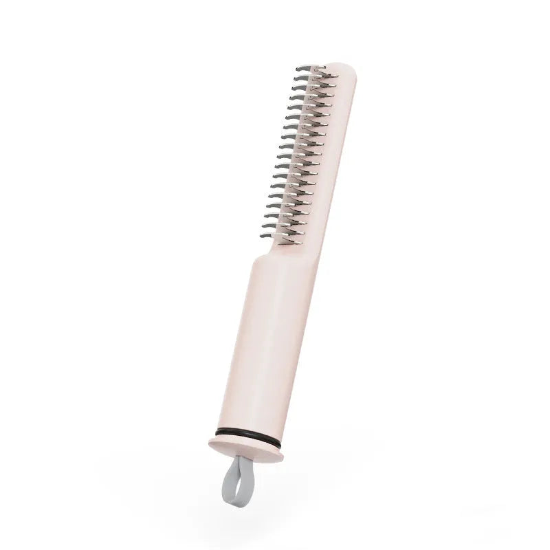 Stainless steel dog dematting comb with a handle, shown in pink and white colour options.
