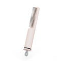 Stainless steel dog dematting comb with a handle, shown in pink and white colour options.