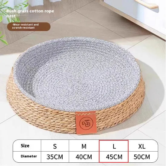 Rattan cat nest bed for pets available in four different sizes from small to extra large