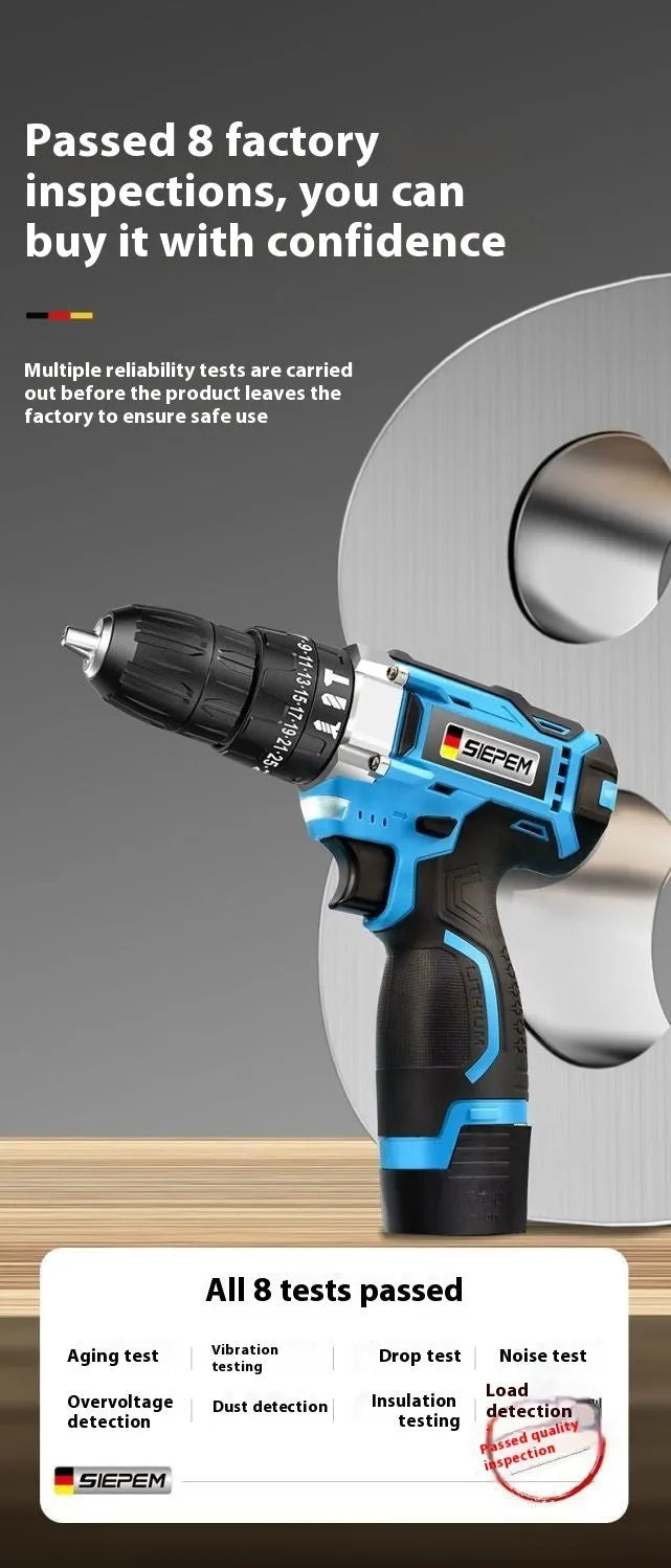 12V two-speed impact pistol drill and electric screwdriver set with storage box