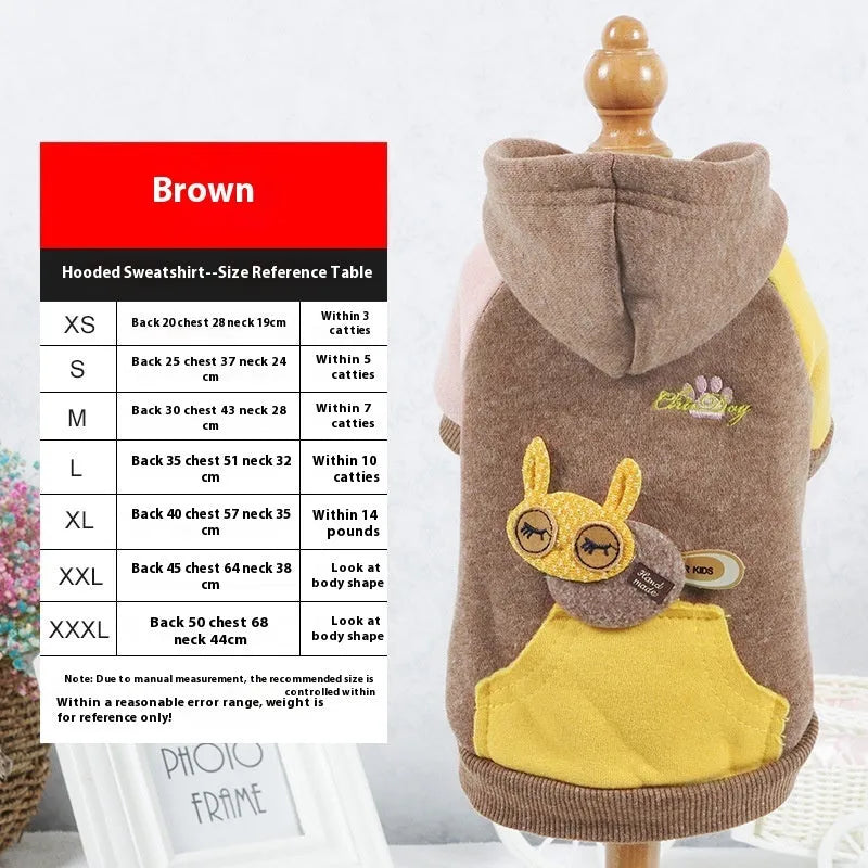 Brown cotton dog sweatshirt for leisure wear, shown on a model.