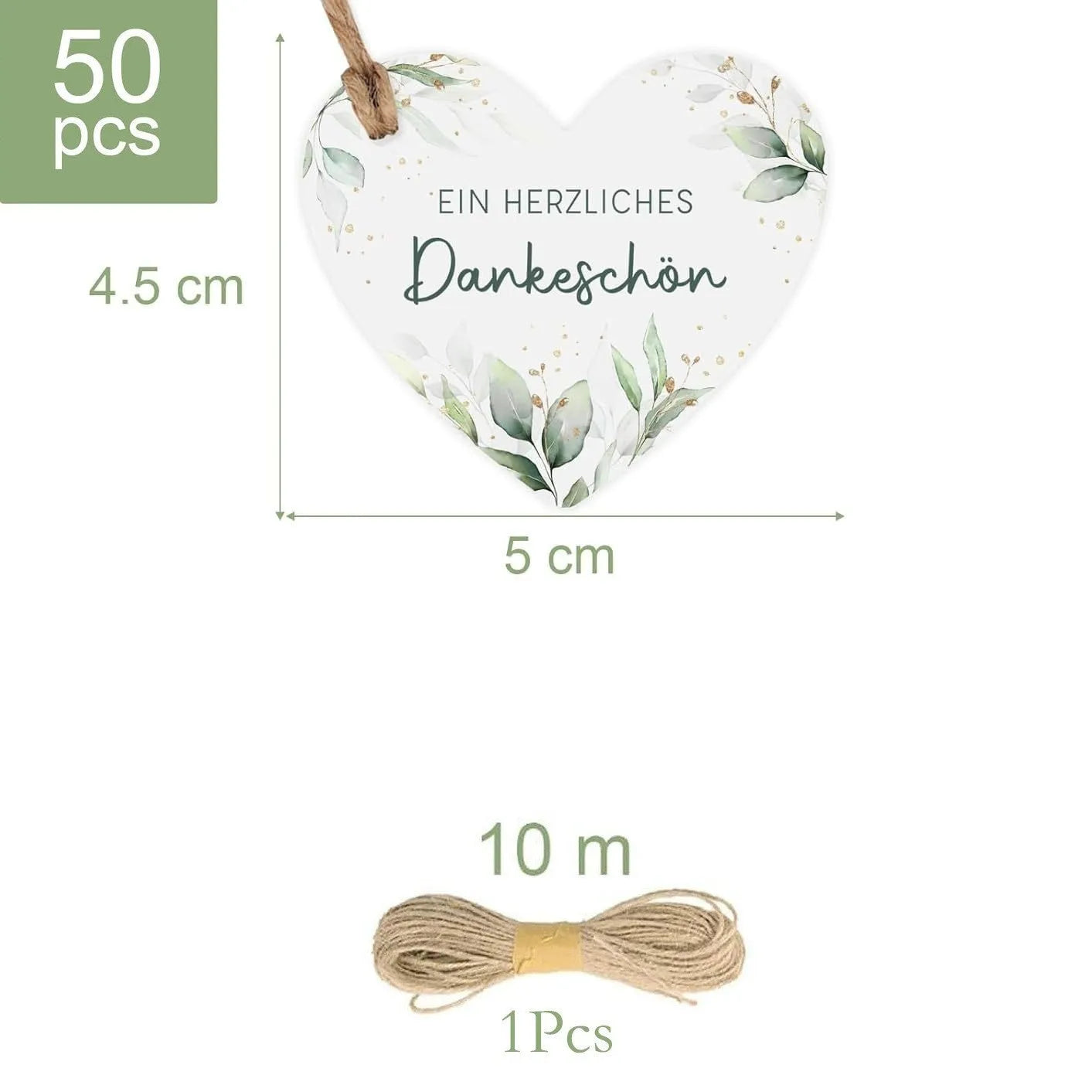 Pack of 50 flower heart-shaped paper gift tags in two decorative styles.