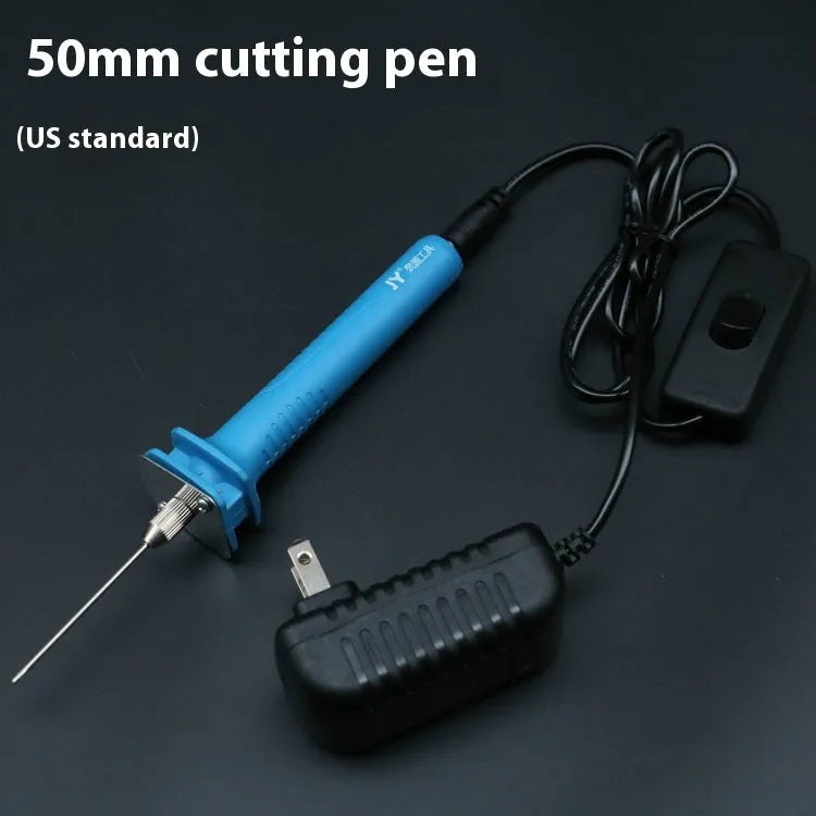 Blue electric heating cutter pen for foam cutting with plastic handle and adapter