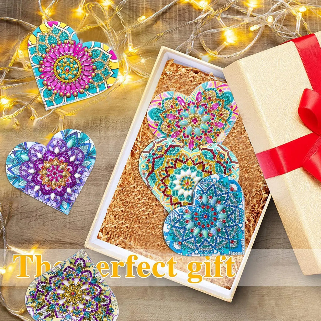 Six handmade PU leather bookmarks with crystal and flower cornerite designs in modern simplicity style