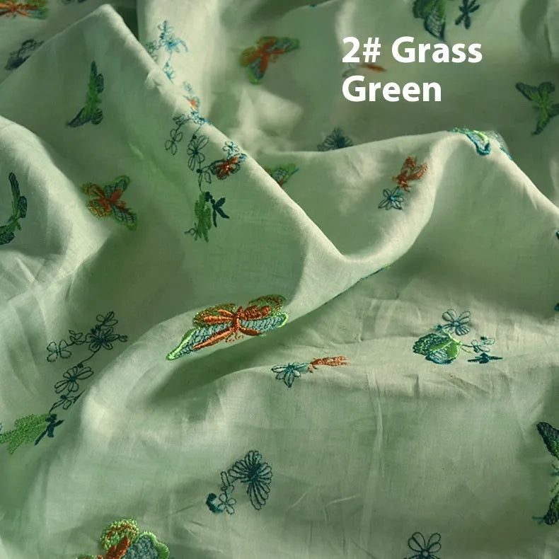 Pure ramie fabric swatch showing beige, grass green, and dark green colour options for traditional garment sewing