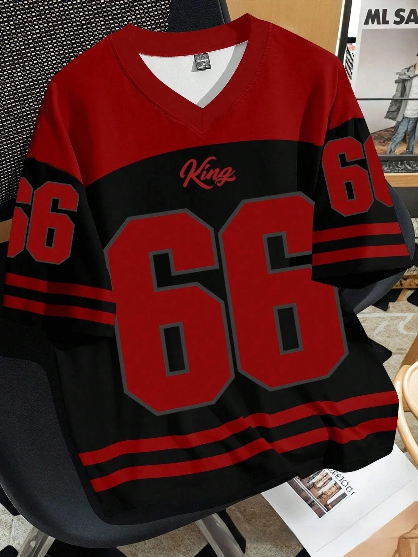 Men's loose fit grey T-shirt with a large, digitally printed 3D Chicago Bulls style number 23 graphic on the front.
