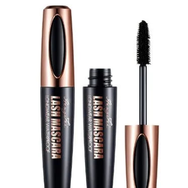 Black waterproof curling mascara with sweat-proof smudge-resistant formula in packaging