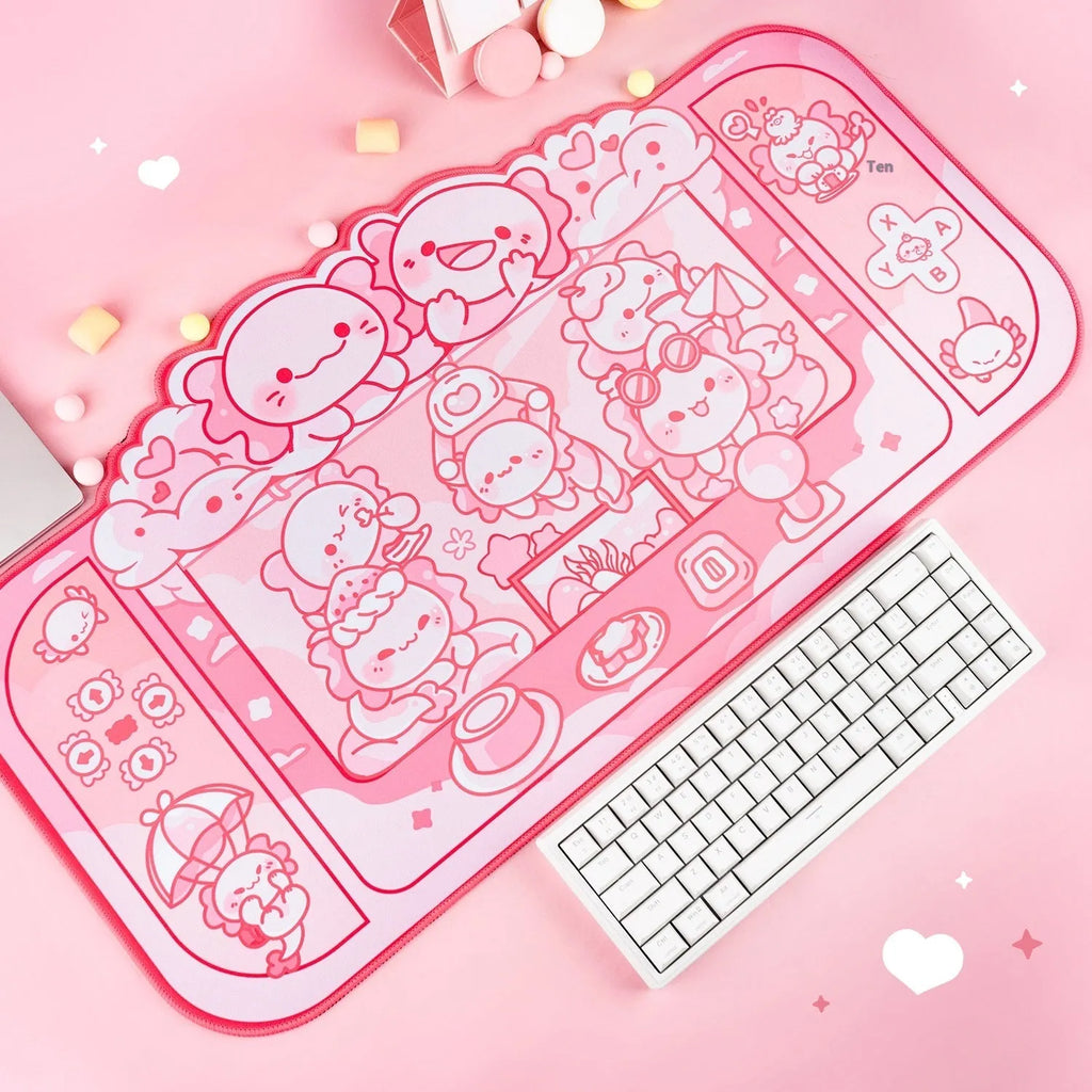 Hexagonal dragon crane machine large mouse pad 75x40cm with cartoon anime design and wrist support