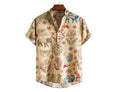 Man wearing a plus size loose-fit casual shirt with a colourful 3D digital print pattern.