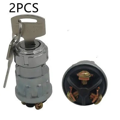 Copper car ignition switch lock with key for trucks and forklifts.