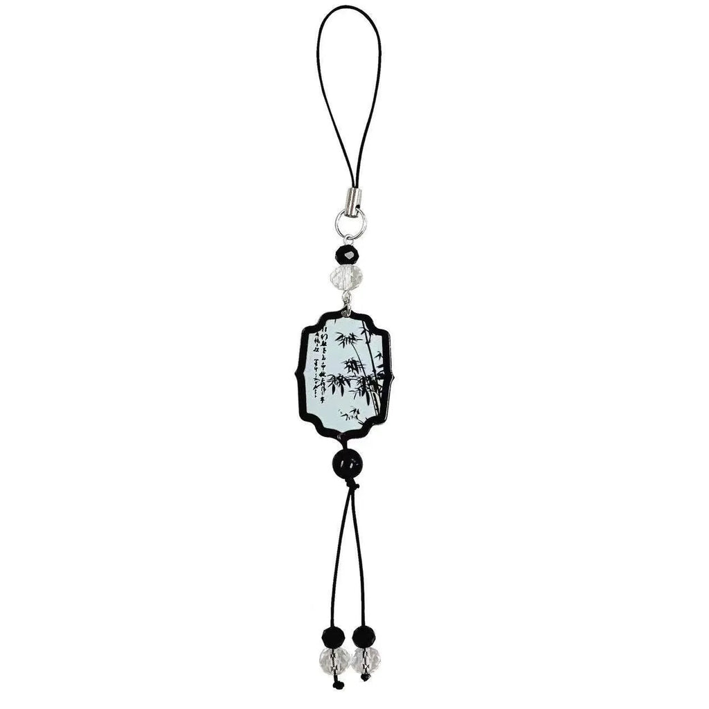 Guofeng Chinese style bead pendant keychain with plant and flower pattern in Fan colour