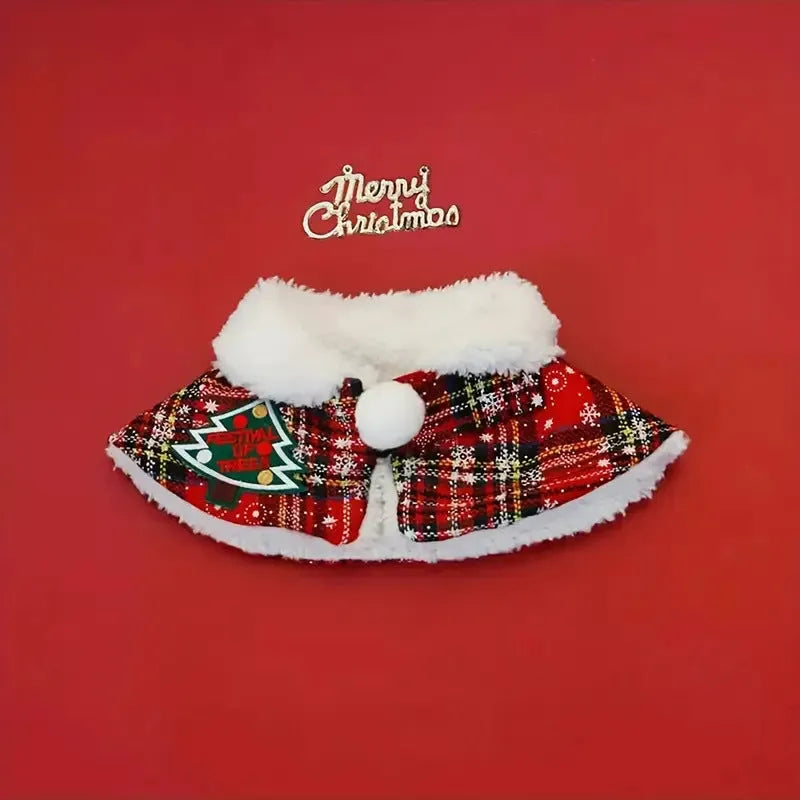 Polyester pet Christmas cloak dog shawl cat warm scarf in snowflake or bell designs