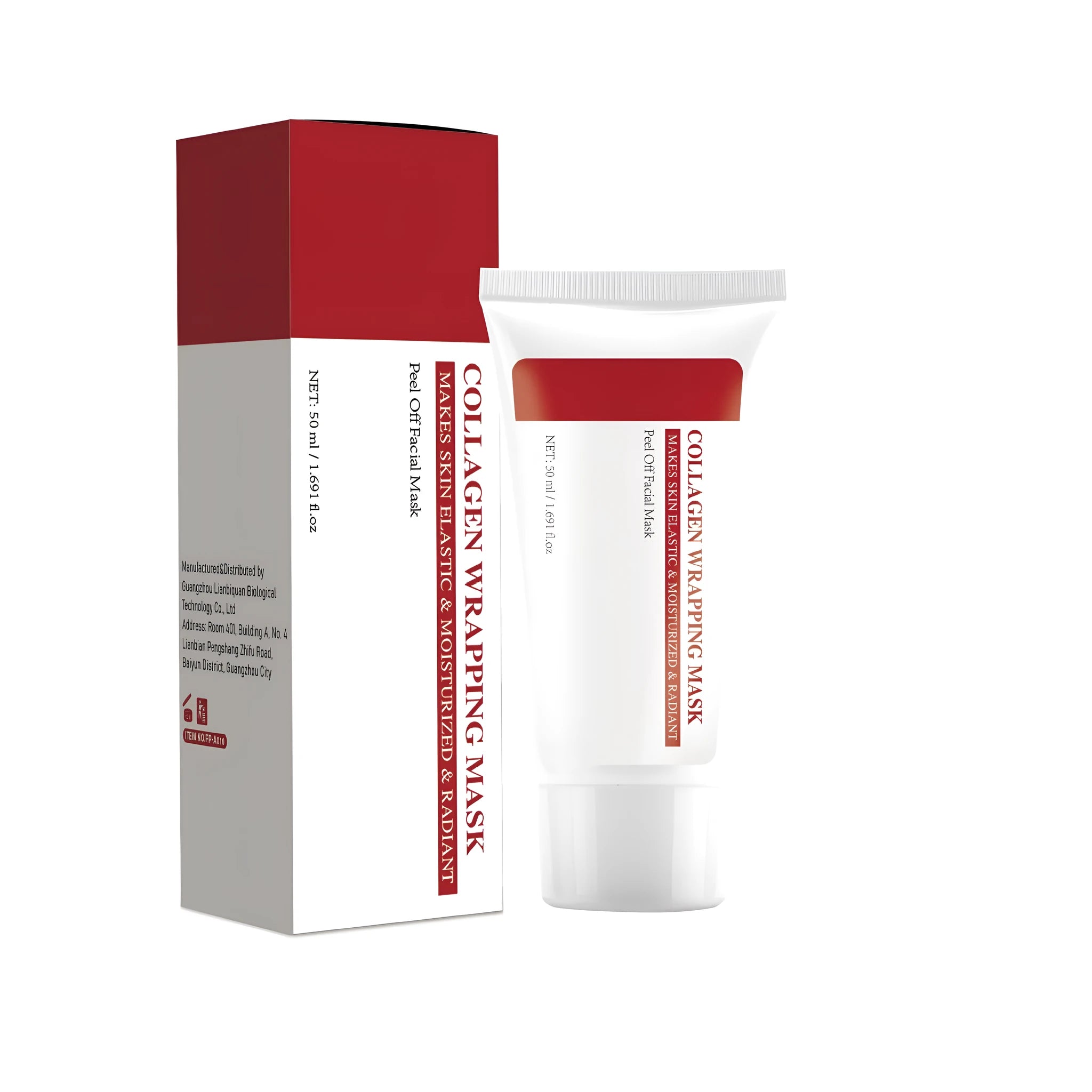 Single 50ml hydrolysed collagen hydrating and brightening face mask sheet.