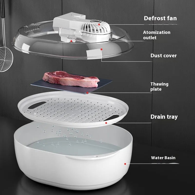 Aluminium household quick defrosting plate for food thawing in modern kitchen