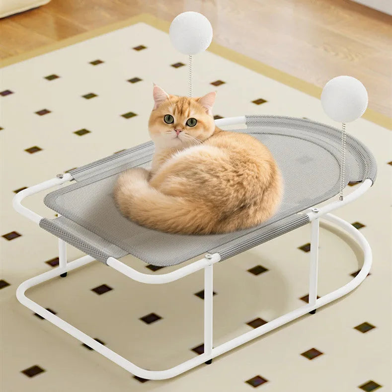 Large grey breathable fabric kennel with bracket frame for cats and puppies