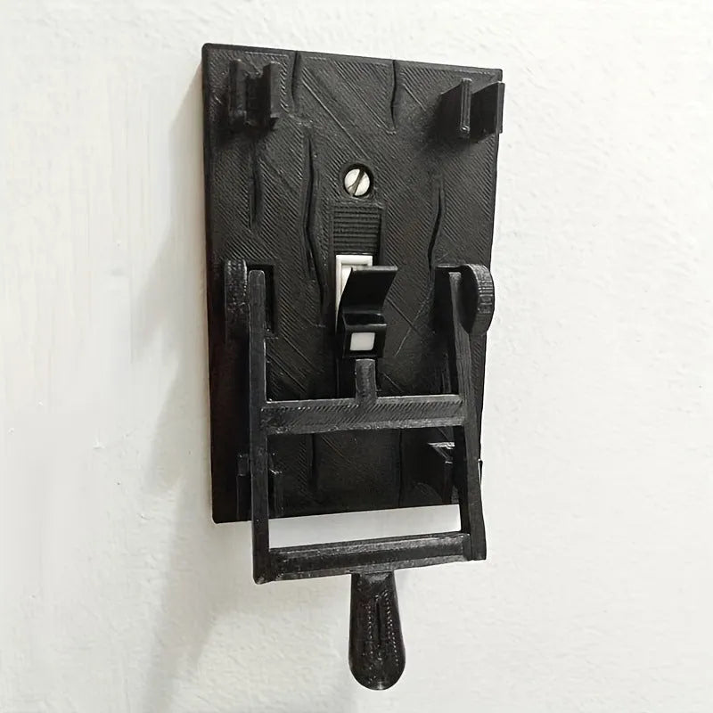 Retro-style cream single pole light switch with a surface-mounted plate and a toggle lever.
