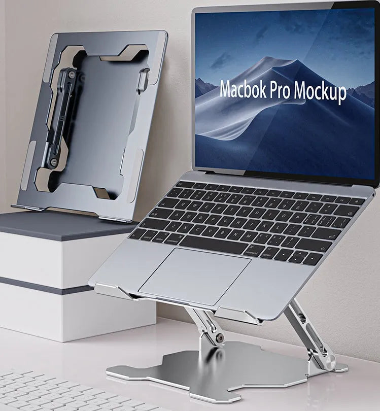 Aluminum alloy adjustable laptop stand in grey or white for devices up to 15 inches