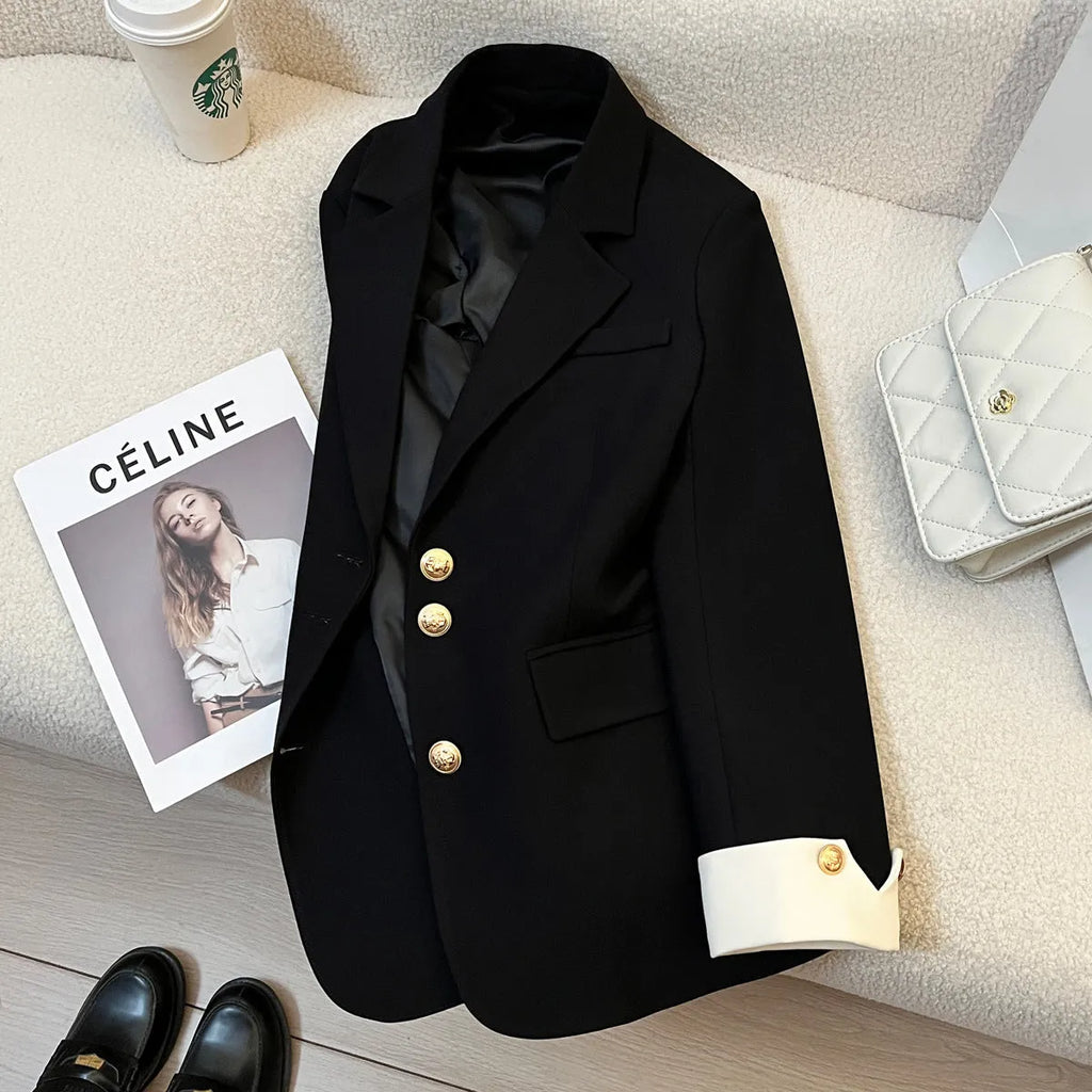 Women's Korean style loose fit polyester trench coat in milky white showing medium length and pocket details