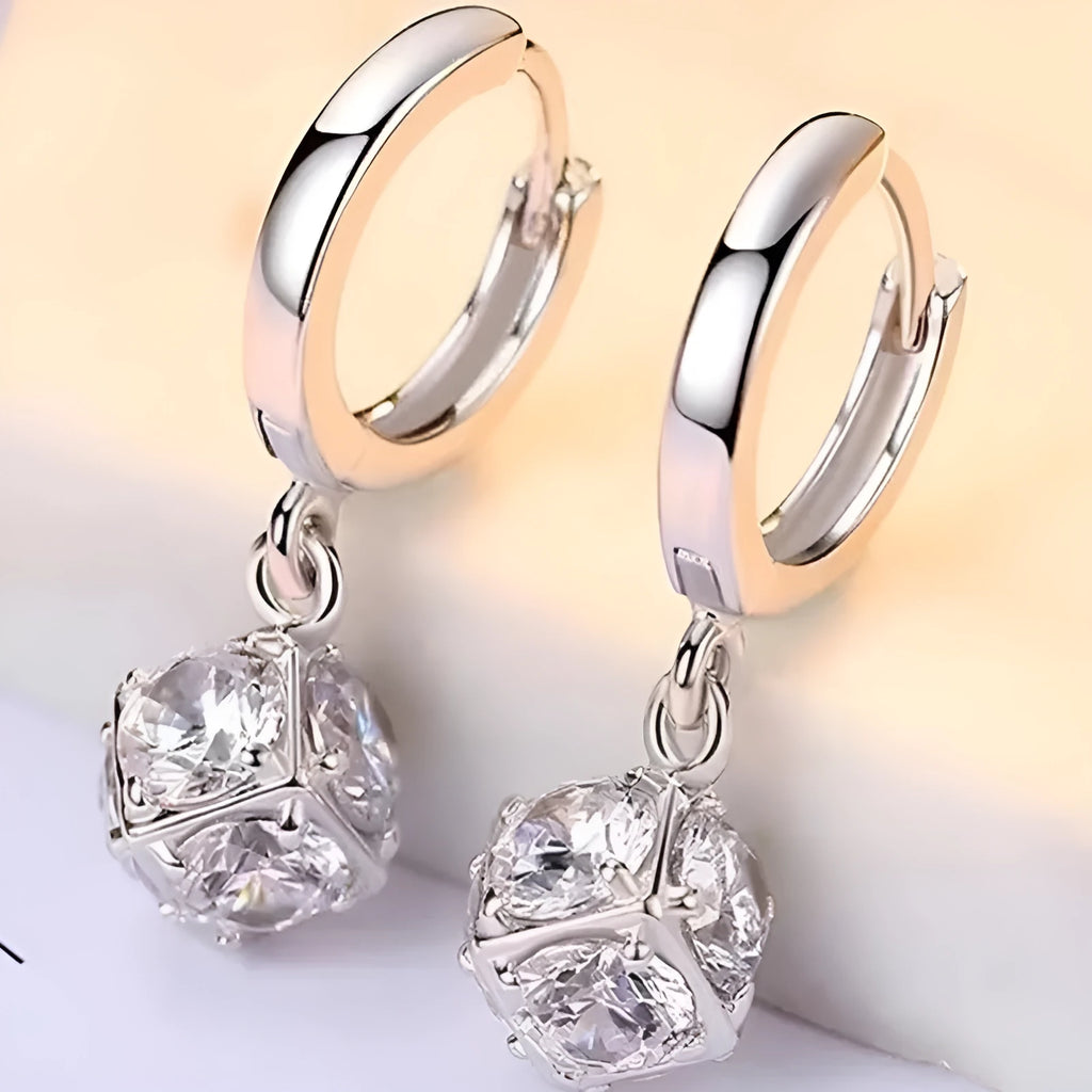 Copper geometry rose earrings with electroplated finish in various colour options