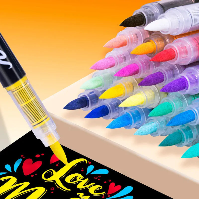 Set of straight liquid acrylic marker pens in multiple colours for art painting and graffiti projects