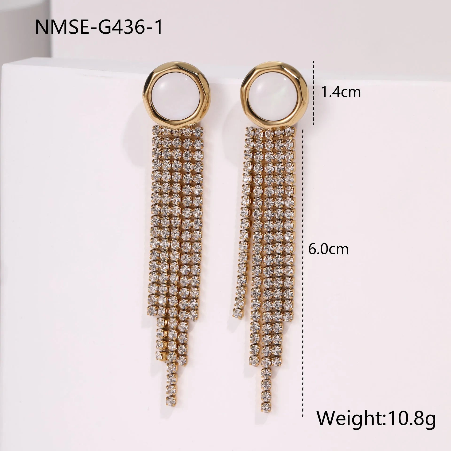 Gold plated geometric earrings for women featuring heart and star shapes with a diamond tassel.