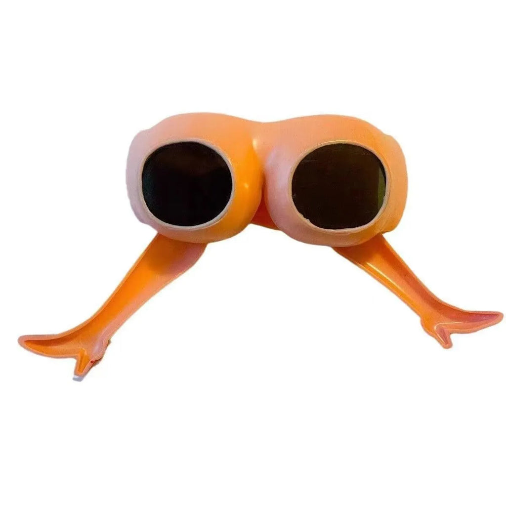 Orange plastic Personality Leg Hip Sunglasses showing novelty leg and hip motif design.