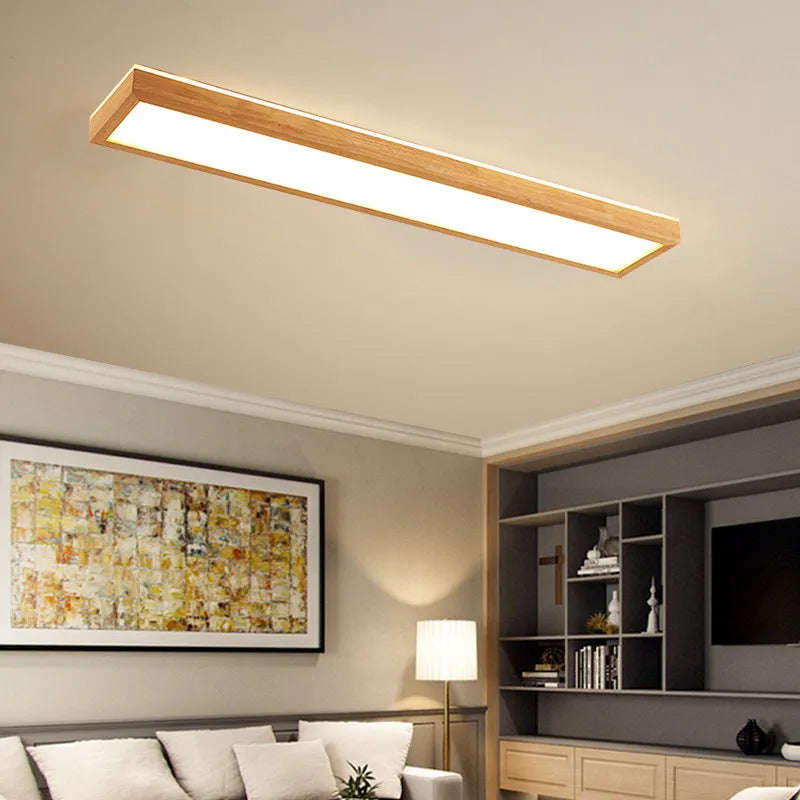 Solid wood long ceiling lamp in new Chinese style for balcony lighting with multiple length options