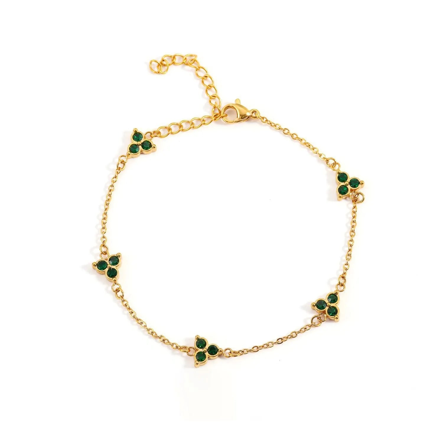Women's geometric bracelet with triangular diamond cluster in gold or steel stainless steel with coloured stones