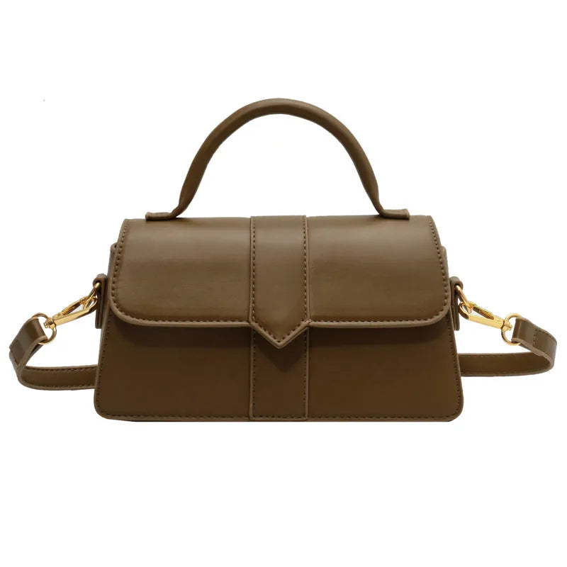 Women's PU messenger bag in horizontal square shape with sandwich pocket and file organiser interior