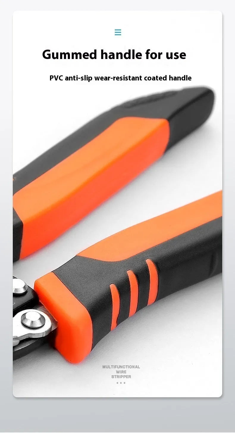 Fully automatic wire stripping pliers with high carbon steel blade and 45 steel body for electricians