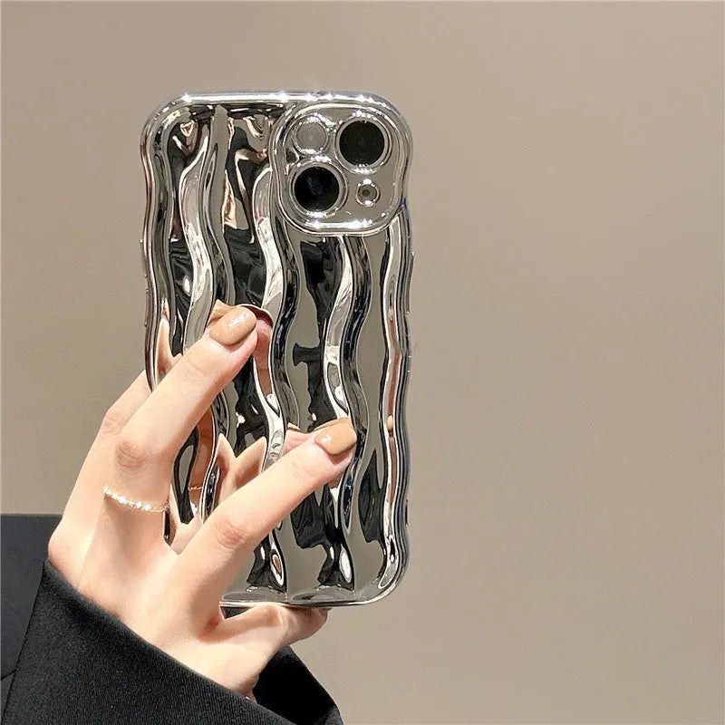 Silicone mobile phone case with water ripple design for iPhone 17 series in green colour