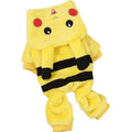 Fleece hooded cat coat with cartoon design on a small pet