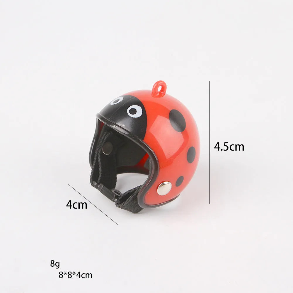 Small pet safety helmet for chickens and birds with adjustable elastic bands