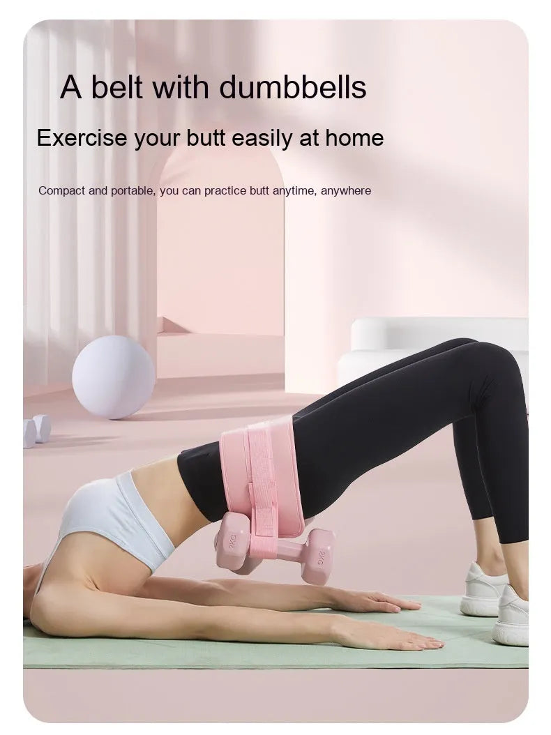 Black weight-bearing hip bridge auxiliary strap with load-bearing belt for fitness training