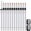 12 white and black retractable eyeliner pencils with sharpener in waterproof makeup set