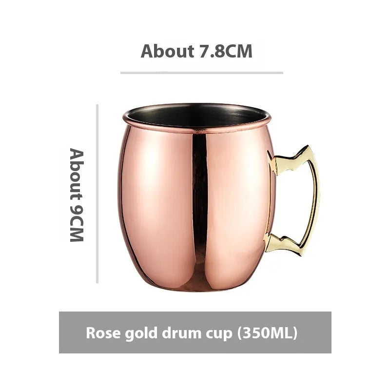 Stainless steel Moscow mule cup with copper plating in multiple colour options and capacity sizes