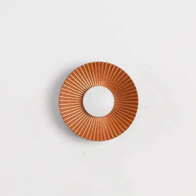 Round aluminium wall lamp with LED light source in multiple colour combinations for bedroom or living room