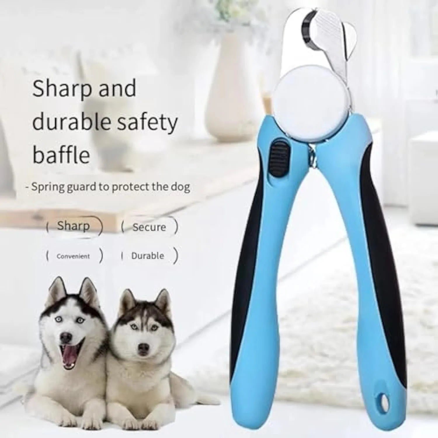Blue heavy-duty dog nail clippers with a safety guard for large breeds and thick nails