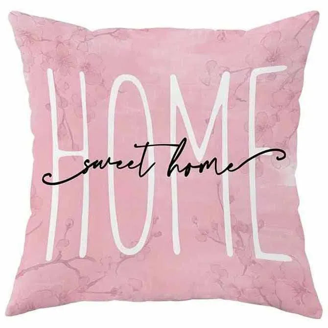 45cm square short velvet cushion cover with cherry blossom and letter design in four colour options