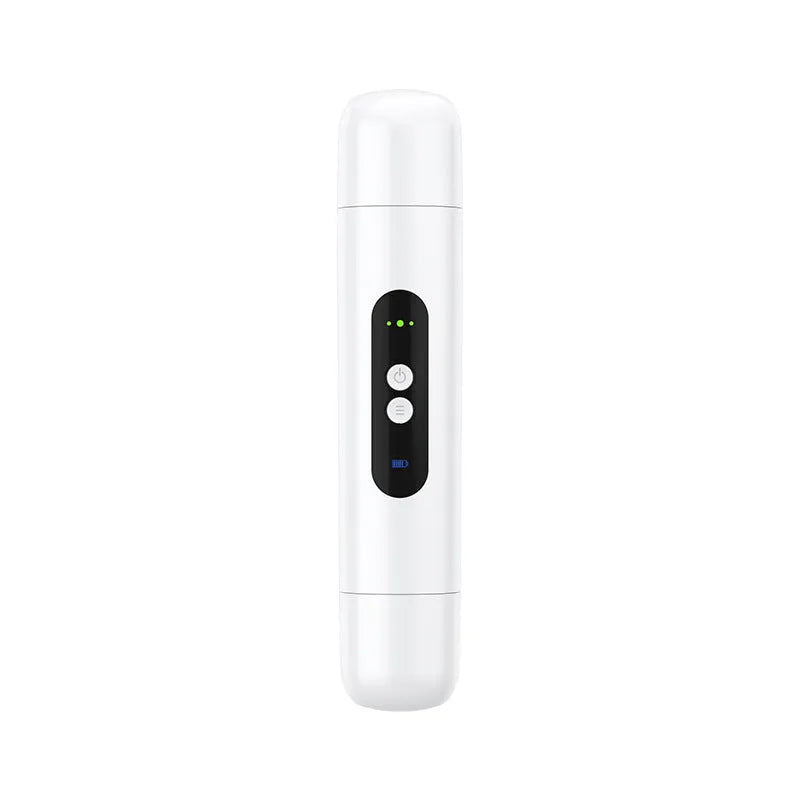 Pink and white portable electric hair trimmer with USB cable for body and armpit depilation