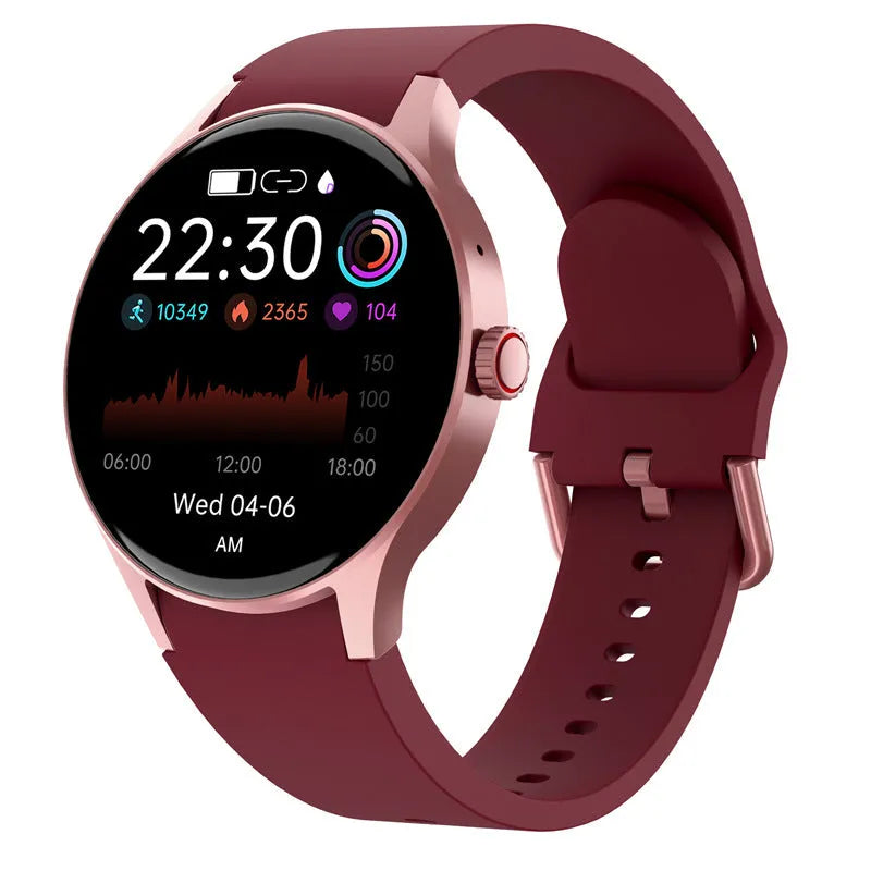 Men's and women's smart Bluetooth sport watch with round touch screen on wrist
