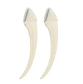 Curved moon-shaped eyebrow trimmer with a cutting comb on a white background.