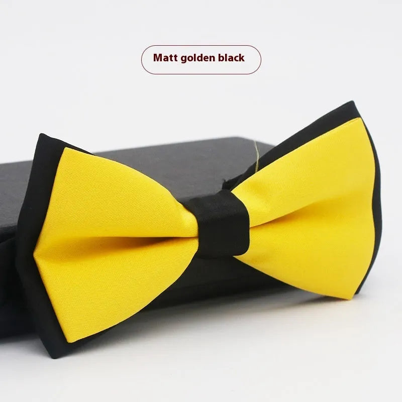 Men's solid colour formal bow tie in flat head style showing 12x6cm dimensions